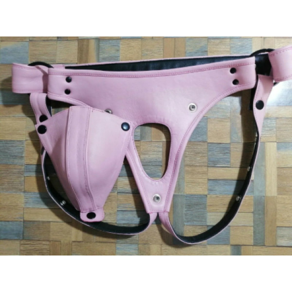 Pink Leather Jockstrap 37" - 40"