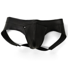 Men Black Leather Jock Strap 36" - 38"