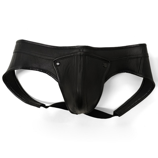 Men Black Leather Jock Strap 36" - 38"